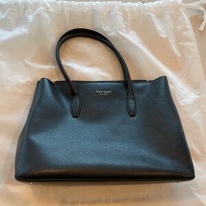 Kate Spade ‘Eva’ Black Pebbled Leather Medium Zip-top Satchel Handbag